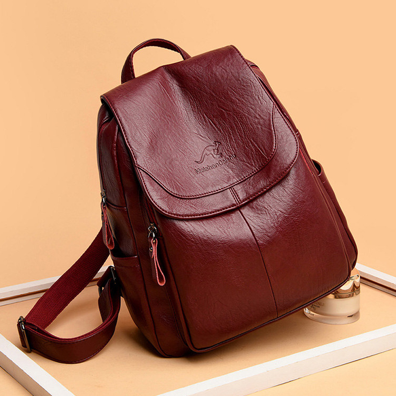 Women Fashion Online - 9 Color Women Soft Leather Backpacks