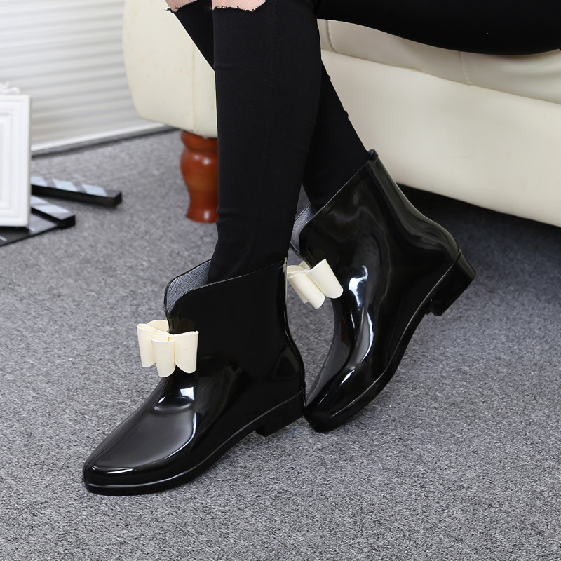Women'S Fashion Rain Boots - Women Flower Bowtie Ankle Boot Winter