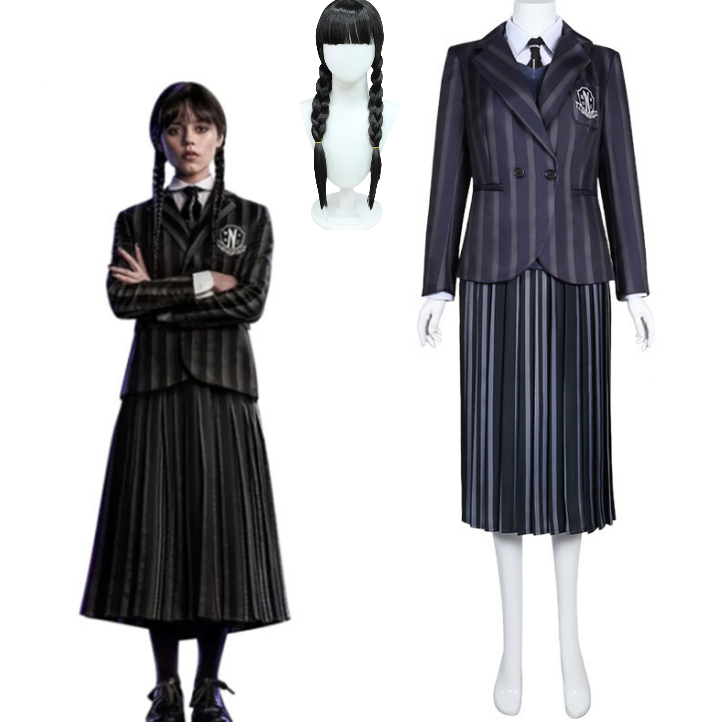 Knitted Vest Women - Anime Addams Cosplay Wednesday Costume Suit