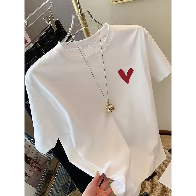 Women Fashion Logo Design - Women's Y2K Style Heart-shaped Logo T-shirt