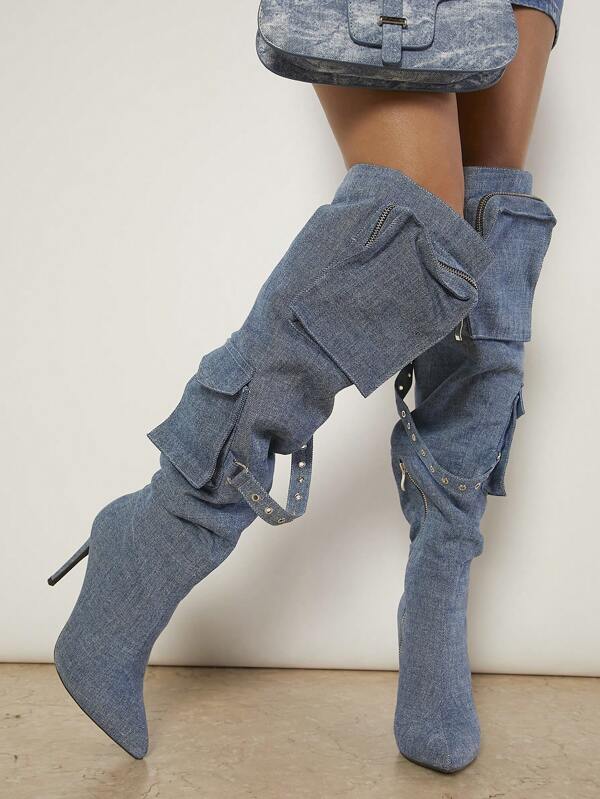 Women'S Fashion Knee High Boots - 2025 Winter New Women Fashion Blue