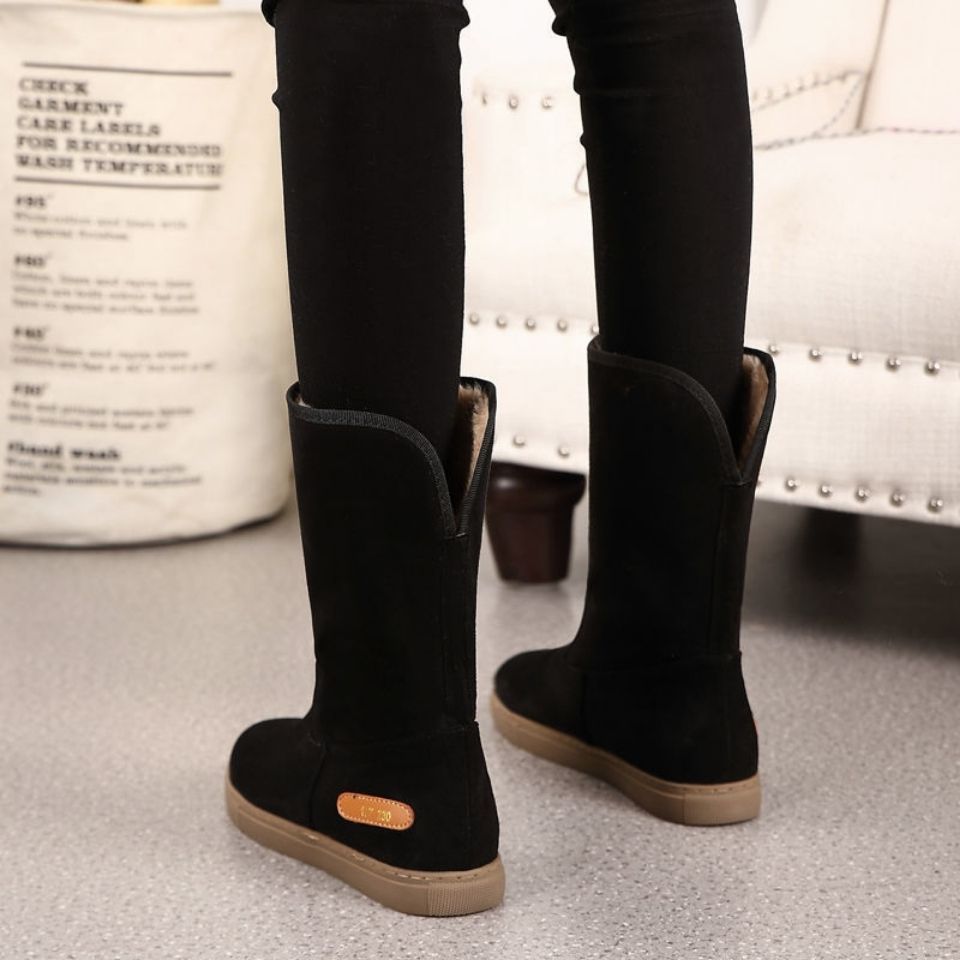 Women Fashion Online - Black Fleece-Lined Woman Shoes Half High