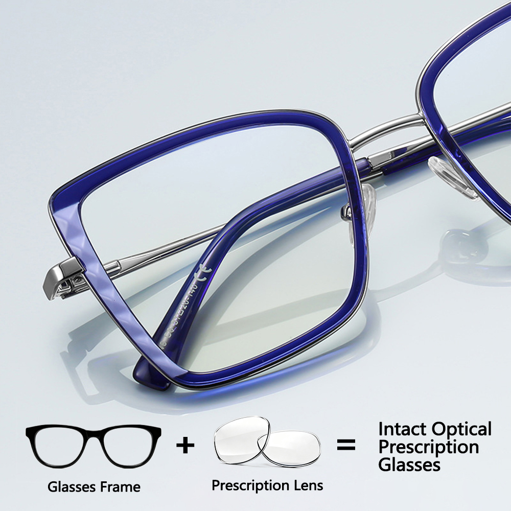 Women'S Fashion Glasses With Clear Lenses - Ladies Cat Eye Prescription Glasses Anti-Blue