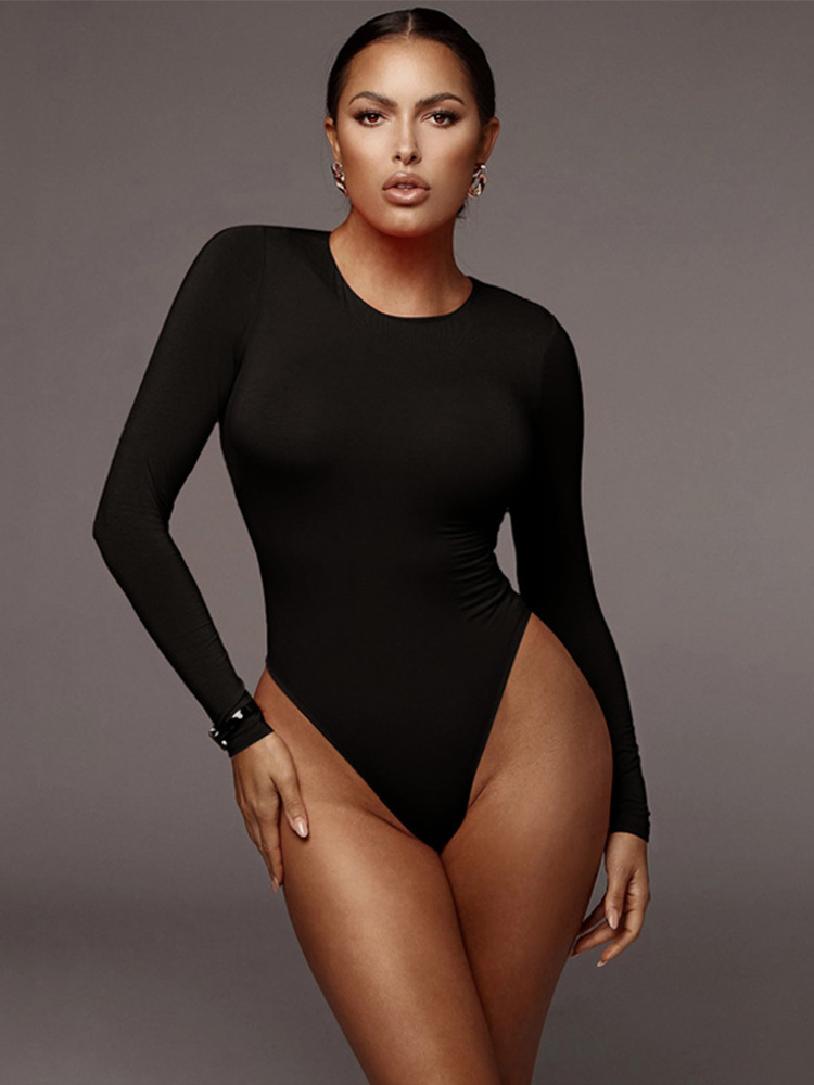 O Neck Long Sleeve Solid White - Turtleneck Bodysuit recension och pris