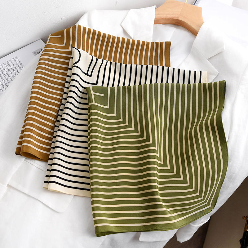 Stripe Print 100% Silk Neck He - Women Fashion Hats recension och pris