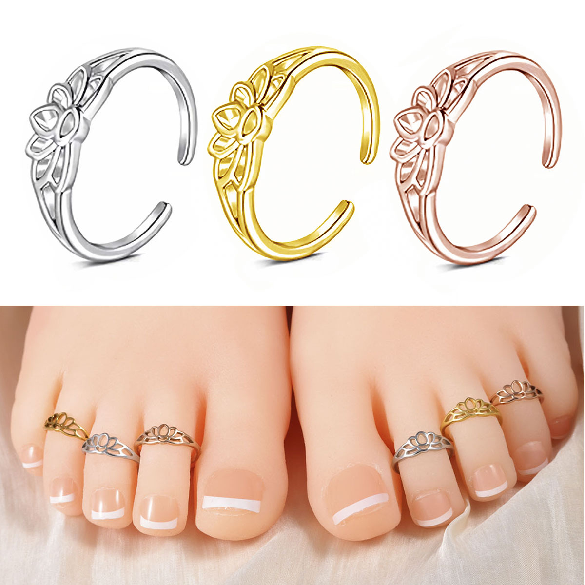 Stainless Steel Lotus Flower T - Women'S Fashion Rings Gold recension och pris