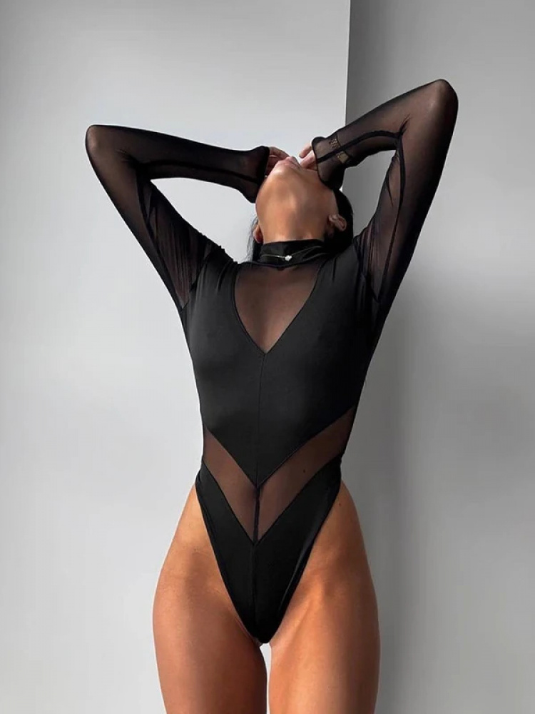 Sexy Mesh Women's Bodysuits Se - Turtleneck Bodysuit recension och pris
