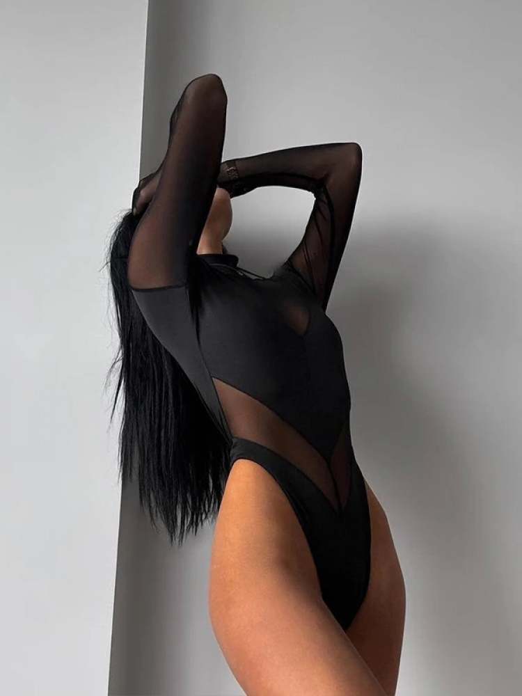 Sexy Mesh Women's Bodysuits Se - Turtleneck Bodysuit recension och pris