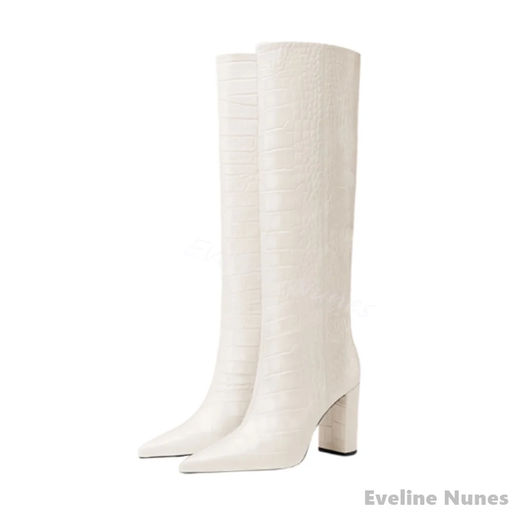 Luxury Crocodile Pattern Boots - Women'S Fashion Knee High Boots recension och pris