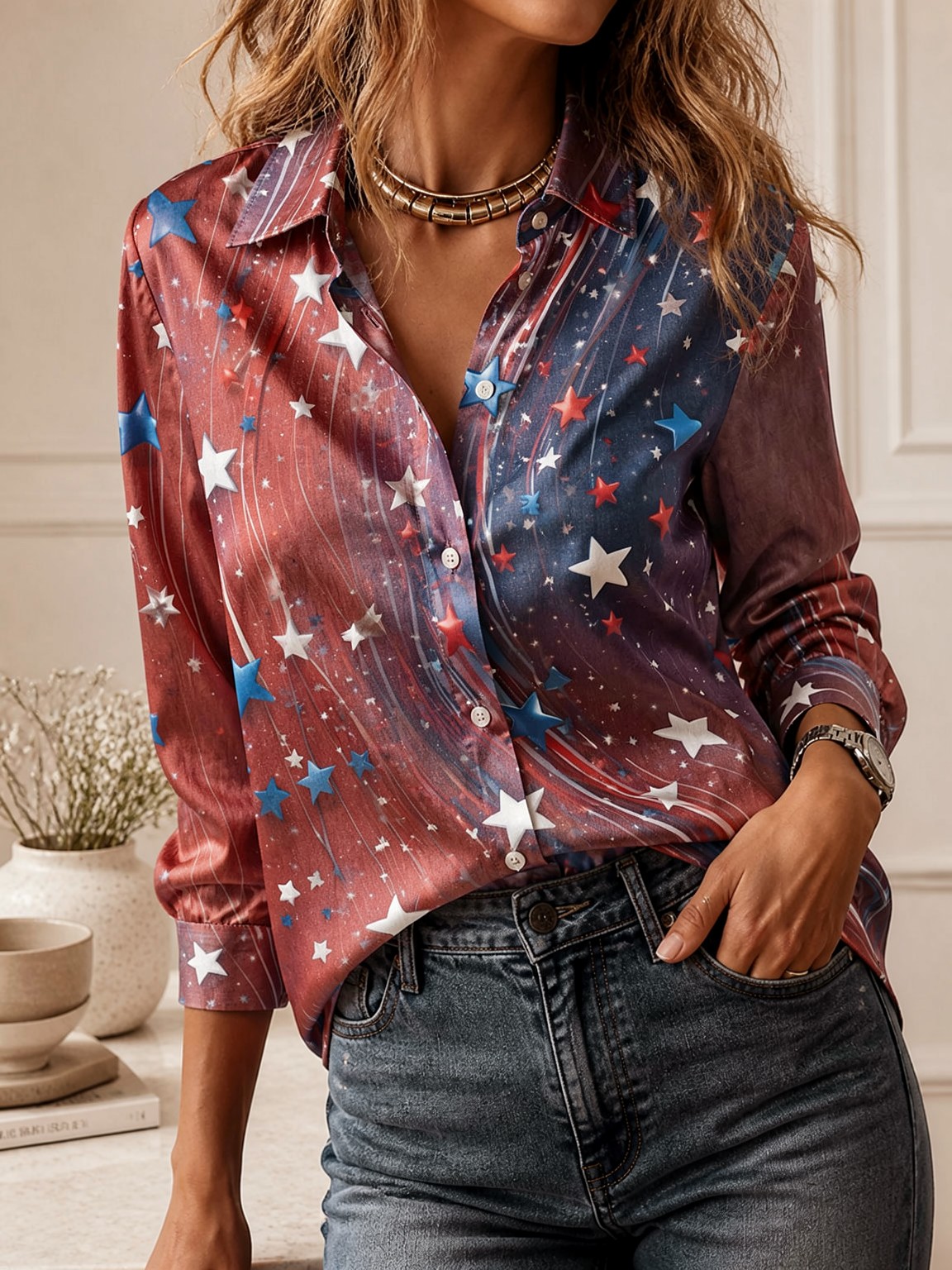 Elegant Long Sleeve Collared T - Women Fashion Wear recension och pris