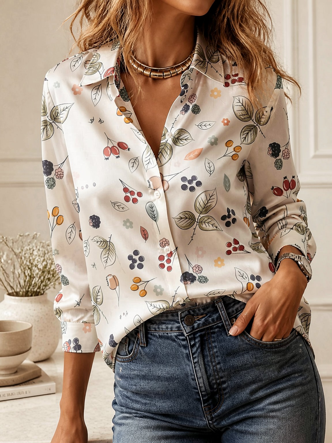 Elegant Long Sleeve Collared T - Women Fashion Wear recension och pris