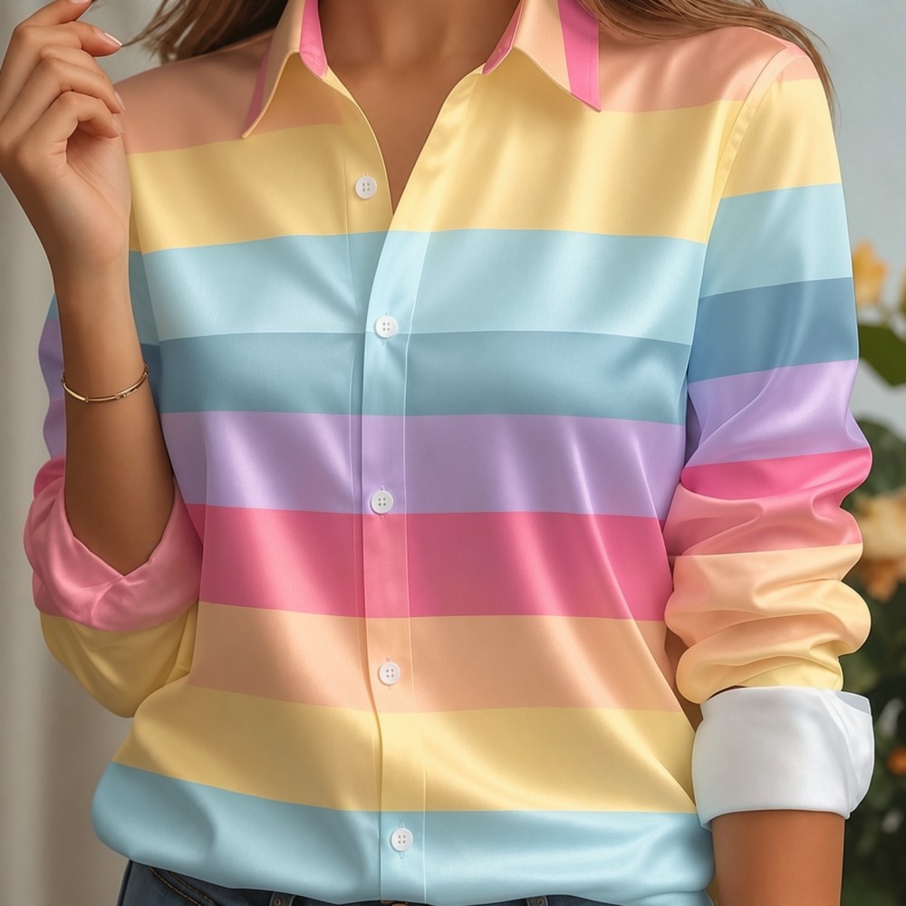 Women Satin Lapel Collar Shirt - Women Fashion Wear recension och pris