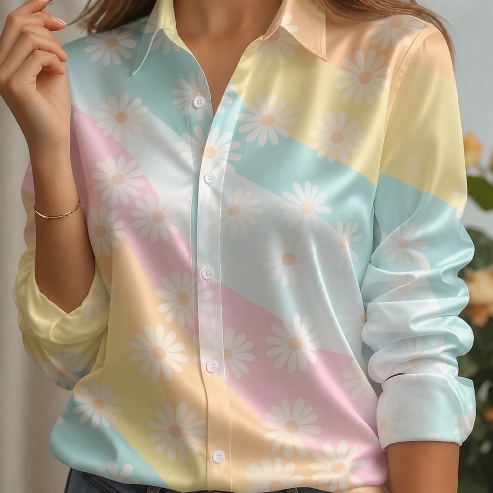 Women Satin Lapel Collar Shirt - Women Fashion Wear recension och pris