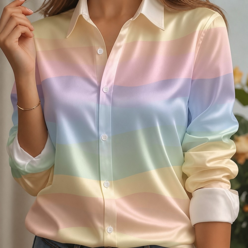 Women Satin Lapel Collar Shirt - Women Fashion Wear recension och pris