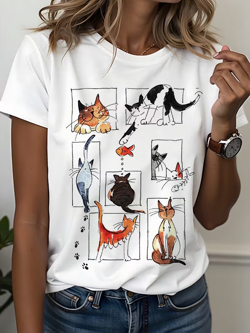Women's 90s Casual T Shirt Gra - Women Fashion Pose recension och pris