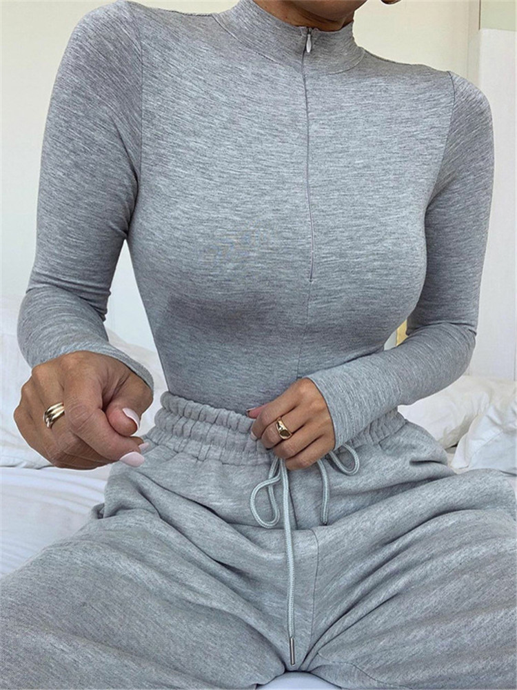 Shestyle Solid Zipper Bodycon  - Turtleneck Bodysuit recension och pris