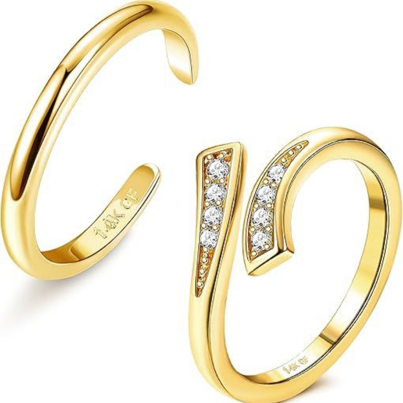 14K Gold-Plated Adjustable Zir - Women'S Fashion Rings Gold recension och pris