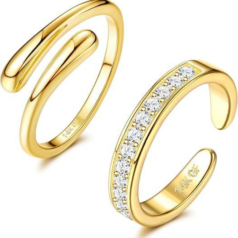 14K Gold-Plated Adjustable Zir - Women'S Fashion Rings Gold recension och pris