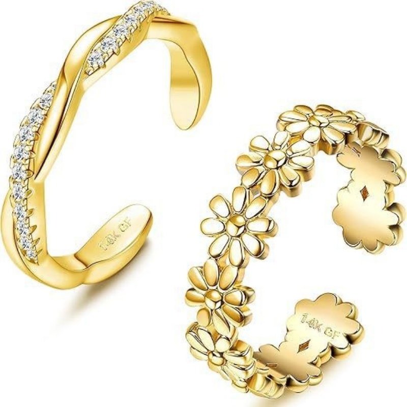 14K Gold-Plated Adjustable Zir - Women'S Fashion Rings Gold recension och pris