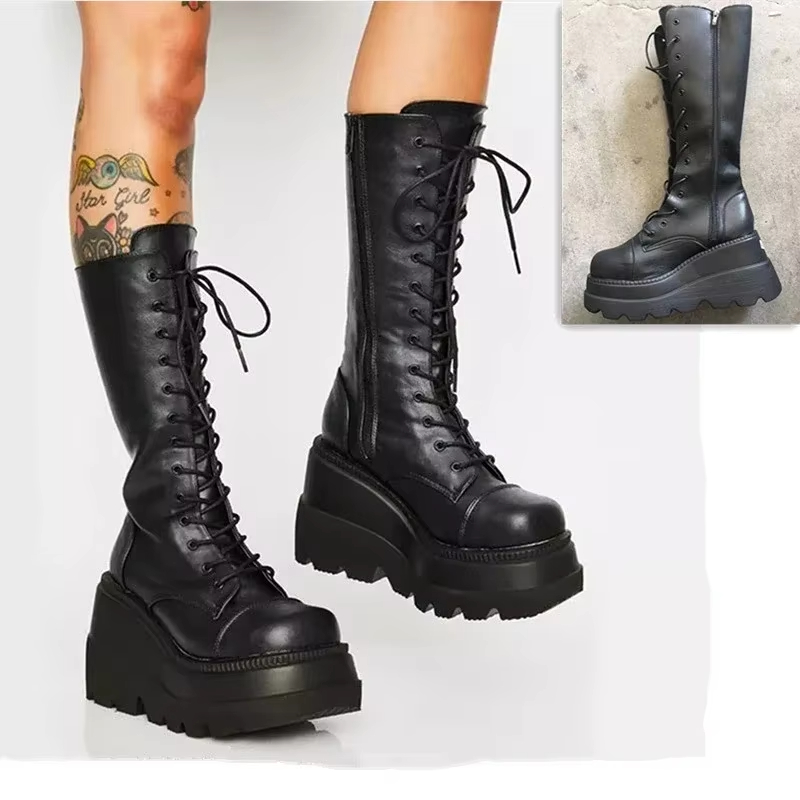 Women's Platform Boots Punk Mi - Women'S Fashion Knee High Boots recension och pris