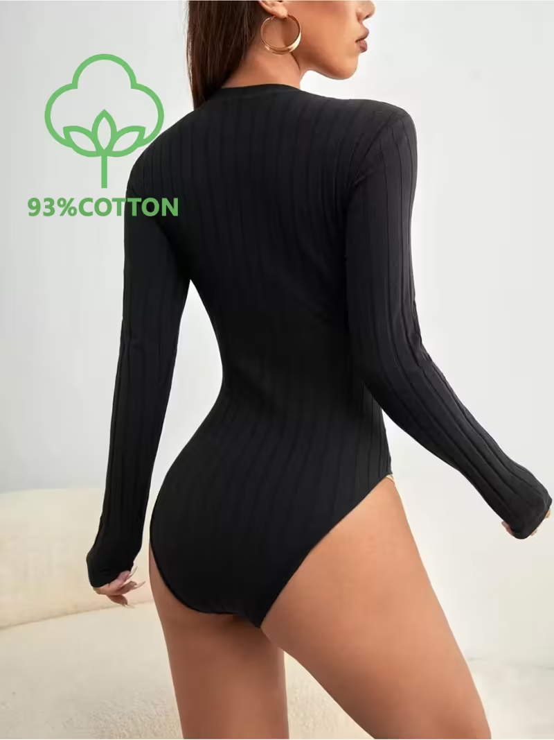 Solid Color Casual Long-sleeve - Turtleneck Bodysuit recension och pris