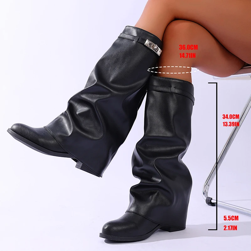Brand Design Black Pu Leather  - Women'S Fashion Knee High Boots recension och pris