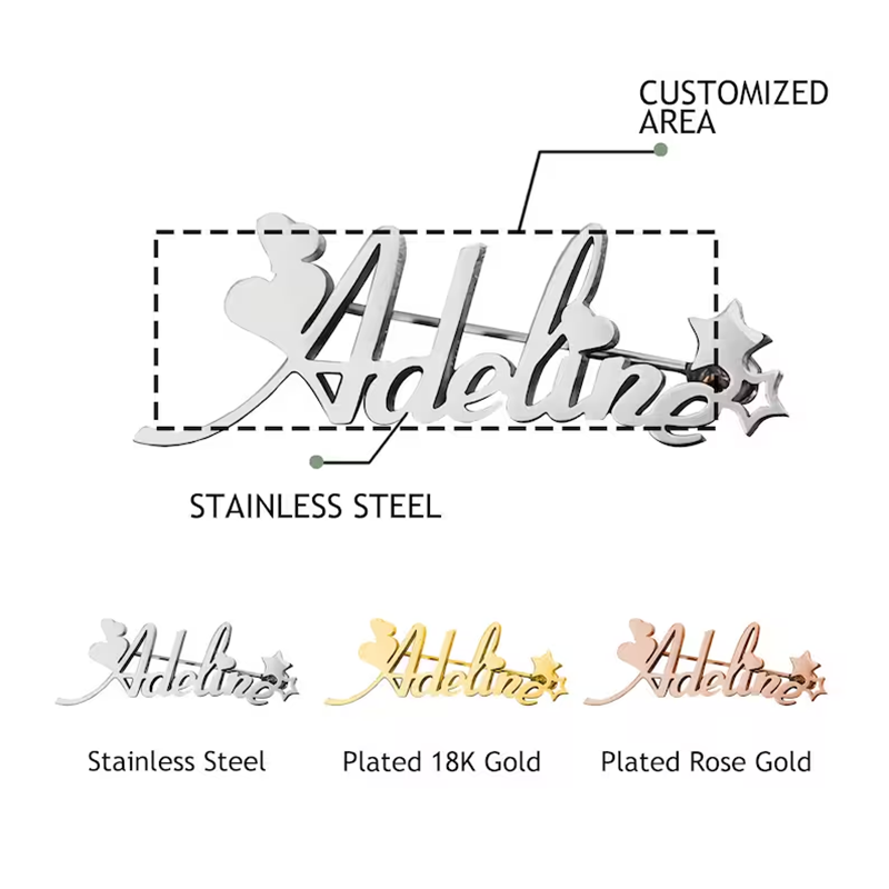 New Custom Name Brooch Letters - Women Fashion Logo Design recension och pris